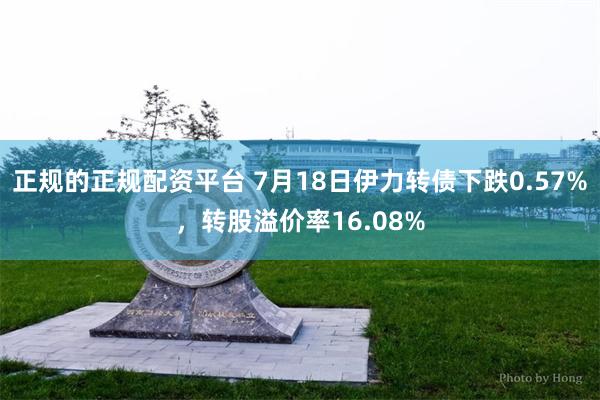 正规的正规配资平台 7月18日伊力转债下跌0.57%，转股溢价率16.08%