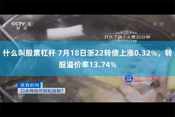 什么叫股票杠杆 7月18日浙22转债上涨0.32%，转股溢价率13.74%