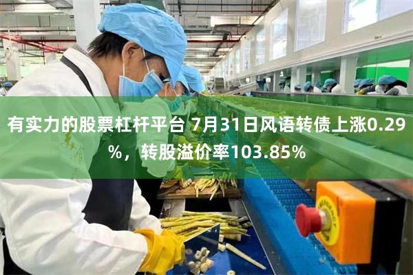 有实力的股票杠杆平台 7月31日风语转债上涨0.29%，转股溢价率103.85%