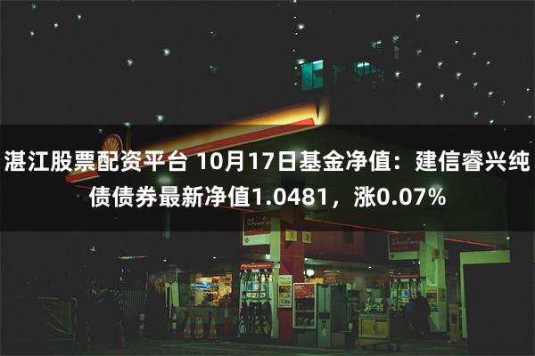 湛江股票配资平台 10月17日基金净值：建信睿兴纯债债券最新净值1.0481，涨0.07%